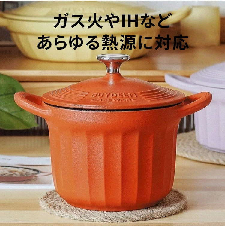 BUYDEEM 琺瑯鍋 16cm コイレッド 炊飯鍋