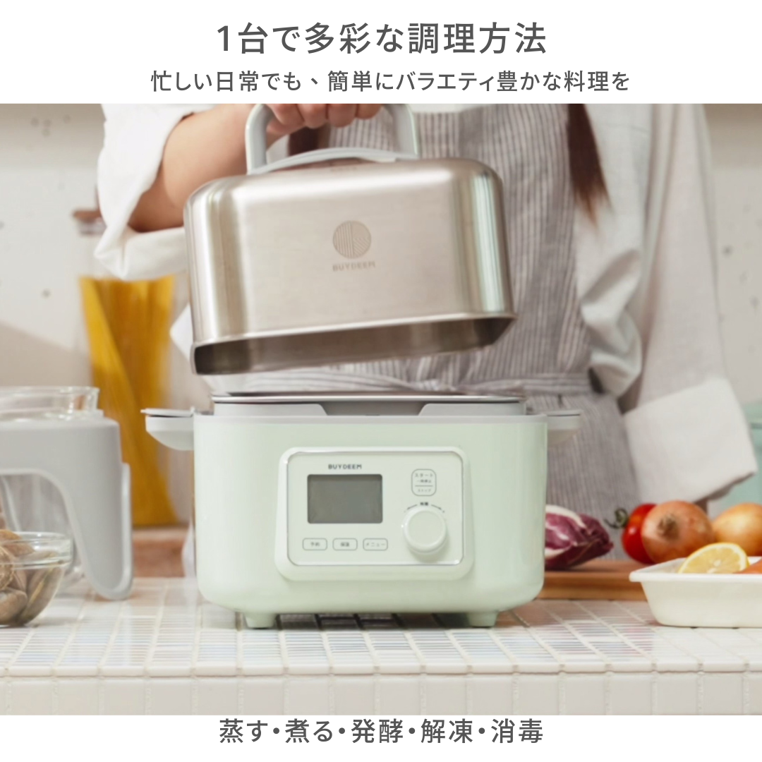 マルチファンクション電気スチーマー 蒸す、煮る、発酵、解凍、保温、予約多機能