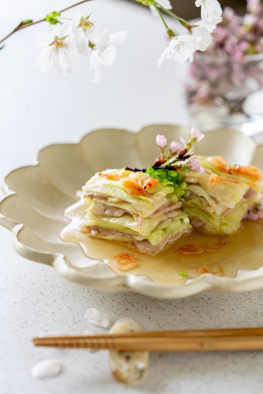 🌸春のごちそう　春キャベツのかさね蒸し（博多風）