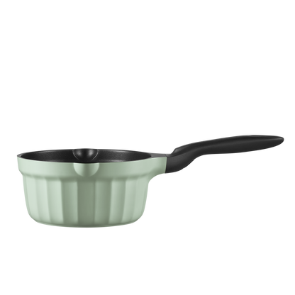 BUYDEEM 蓋付きミルクパン 18cm　コージーグリーン/メローイエロー