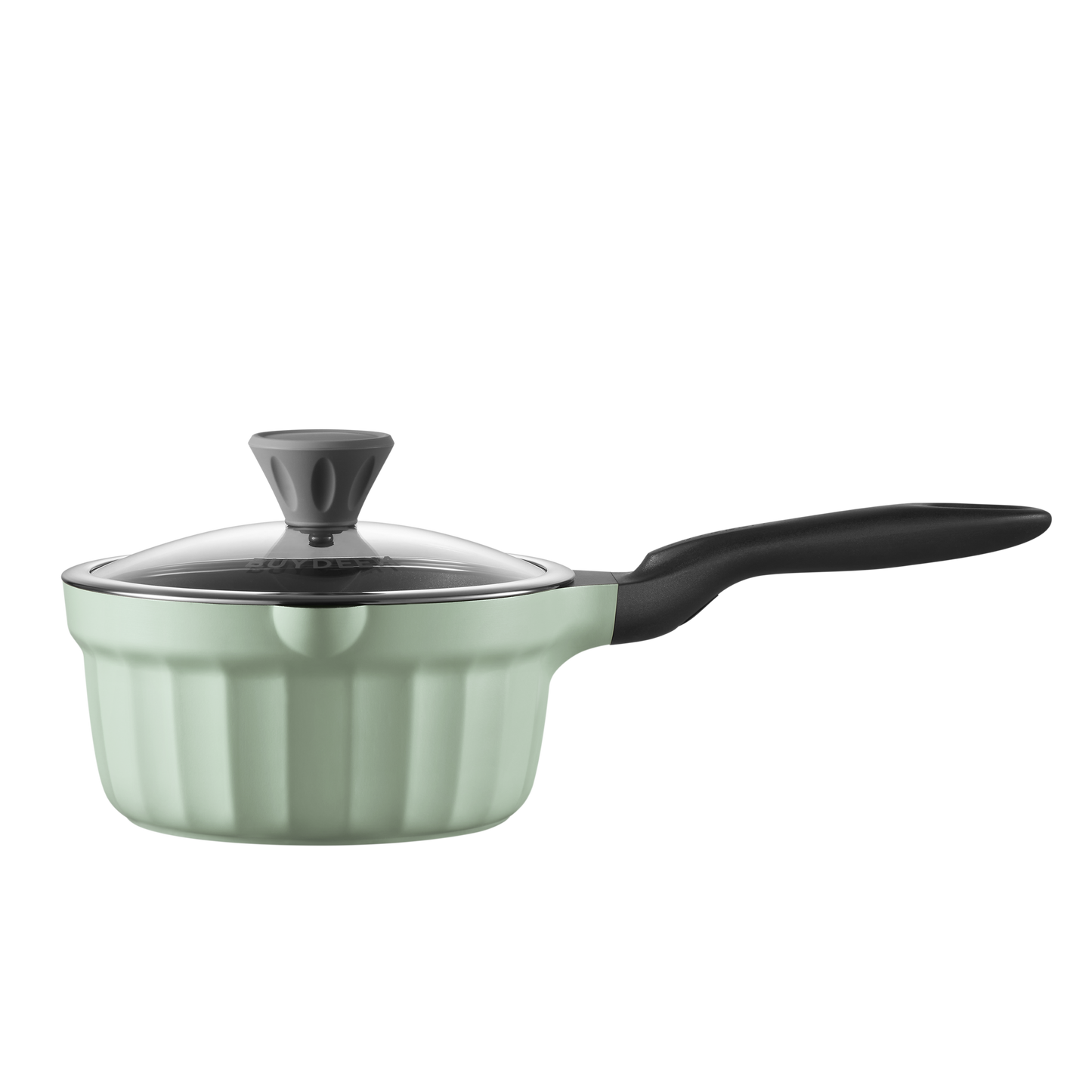 BUYDEEM 蓋付きミルクパン 18cm　コージーグリーン/メローイエロー
