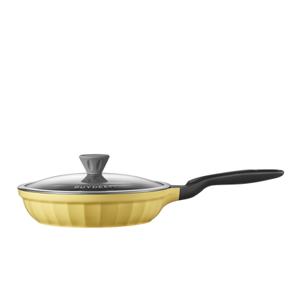 BUYDEEM  蓋付きフライパン26cm コージーグリーン/メローイエロー